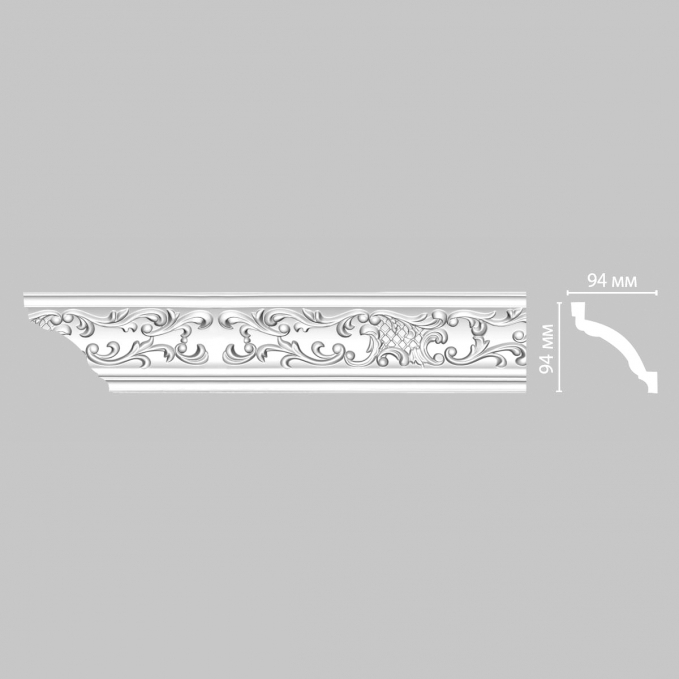 Карниз, плинтус потолочный с рисунком Decomaster 95292F гибкий, 94x94x2400 мм Карниз, плинтус потолочный с рисунком Decomaster 95292F гибкий, 94x94x2400 мм
