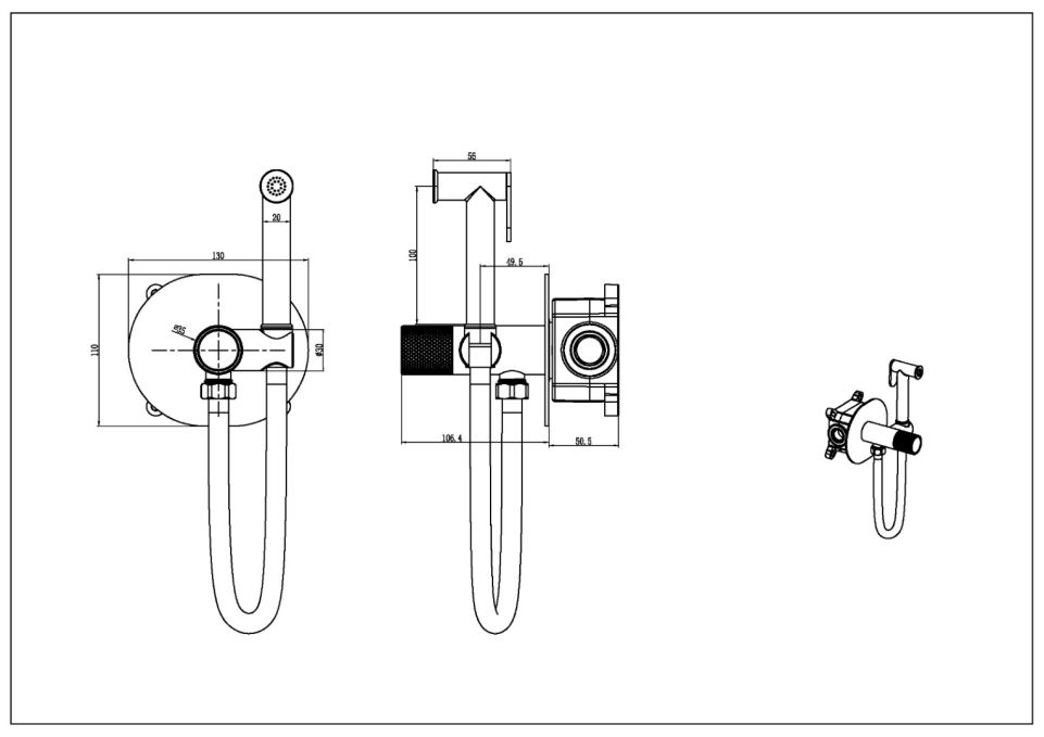 Смеситель гигиенический Boheme Tech 157-MG матовое золото