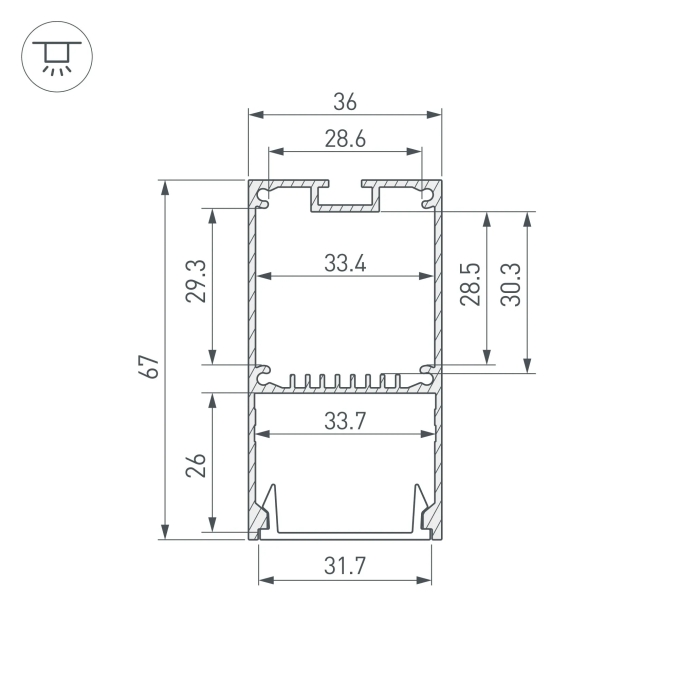 Профиль LINE-S-3667-2000 ANOD, Arlight, 041581, изображение 3
