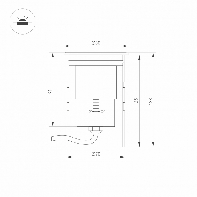 Светильник ART-GROUND-ZOOM-R80-8W Warm3000 (SL, 15-50 deg, 24V), Arlight, 028065, изображение 5 Светильник ART-GROUND-ZOOM-R80-8W Warm3000 (SL, 15-50 deg, 24V), Arlight, 028065, изображение 5