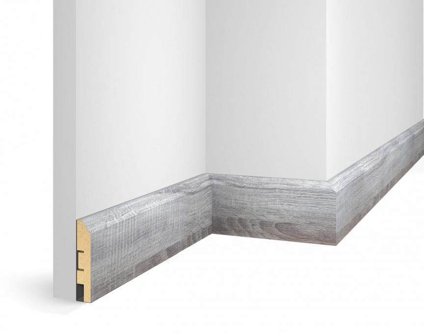 Плинтус Cosca Decor WP07 экошпон дуб Рейн, 80x16x2400 мм, МДФ Плинтус Cosca Decor WP07 экошпон дуб Рейн, 80x16x2400 мм, МДФ