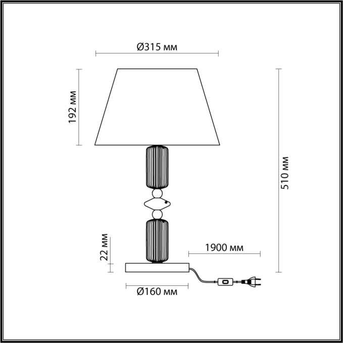 Настольная лампа E27 1*60W 4861/1TC CANDY CLASSIC ODL_EX22 133 ODEON LIGHT 4861/1TC, схема товара Настольная лампа E27 1*60W 4861/1TC CANDY CLASSIC ODL_EX22 133 ODEON LIGHT 4861/1TC, схема товара