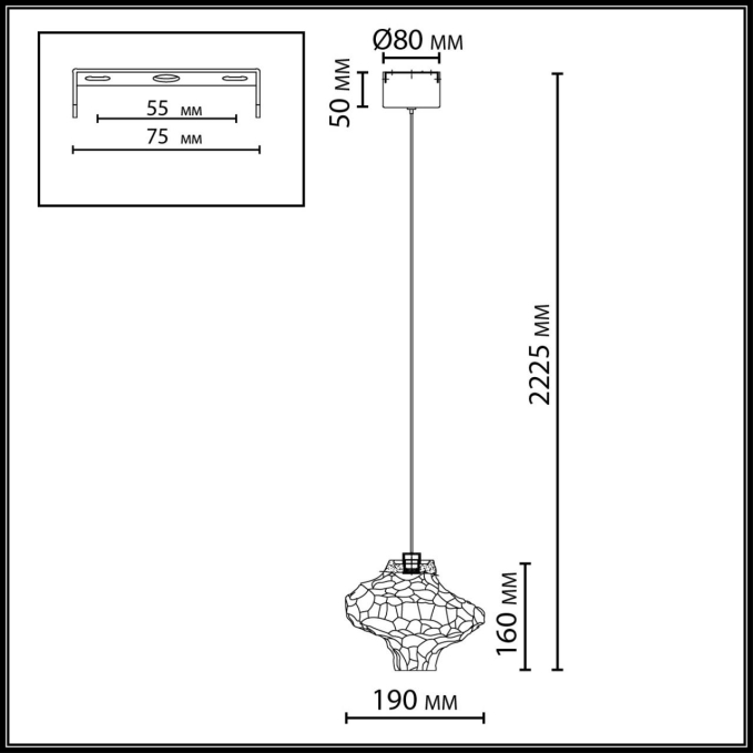 Подвес LED x 3W 4000K ORDI L-VISION ODL26 247 ODEON LIGHT 5108/3L, схема товара Подвес LED x 3W 4000K ORDI L-VISION ODL26 247 ODEON LIGHT 5108/3L, схема товара