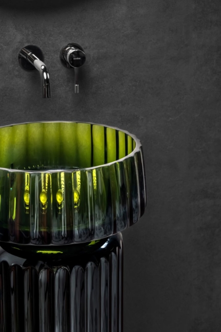 Накладная раковина Boheme Glow 810-RIB-G-OL transparent olive полиэфирная