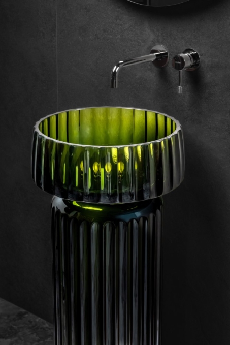 Накладная раковина Boheme Glow 810-RIB-G-OL transparent olive полиэфирная