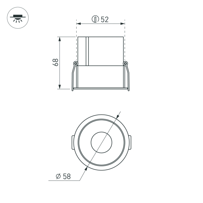 Светильник MS-ATLAS-BUILT-R58-10W Warm3000 (WH-BK, 35 deg, 230V), Arlight, 035454(1), изображение 6 Светильник MS-ATLAS-BUILT-R58-10W Warm3000 (WH-BK, 35 deg, 230V), Arlight, 035454(1), изображение 6