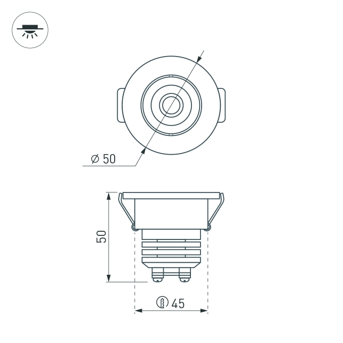 Светодиодный светильник LTM-R50WH 5W Warm White 25deg, Arlight, 020756