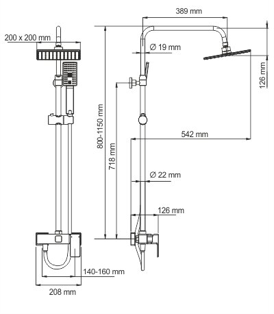 Душевая система WasserKRAFT A17702 Душевая система WasserKRAFT A17702