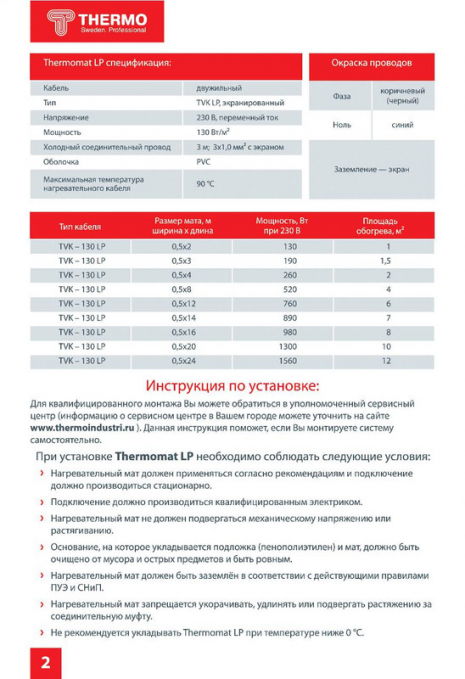 Теплый пол Thermo Thermomat TVK-130 LP-7 м.кв. Теплый пол Thermo Thermomat TVK-130 LP-7 м.кв.