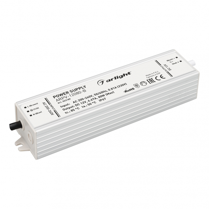 Блок питания ARPV-12080-B (12V, 6.7A, 80W), Arlight, 023189, изображение 1 Блок питания ARPV-12080-B (12V, 6.7A, 80W), Arlight, 023189, изображение 1