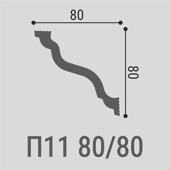 Карниз (плинтус потолочный) Де-Багет П 11 80/80 Карниз (плинтус потолочный) Де-Багет П 11 80/80