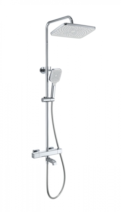 Душевая стойка со смесителем Wonzon & Woghand Stay 2 WW-B3016-T1-CR хром глянцевая с термостатом Душевая стойка со смесителем Wonzon & Woghand Stay 2 WW-B3016-T1-CR хром глянцевая с термостатом