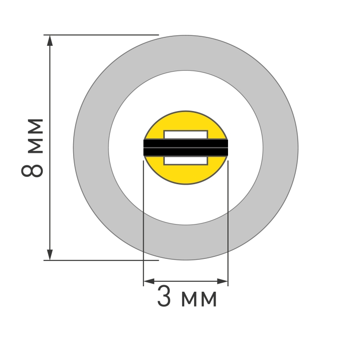 Светодиодная лента герметичная LUNA-X960-D8mm 24V Warm2400 (8 W/m, IP65, 360deg, 5m), Arlight, 053356, изображение 2 Светодиодная лента герметичная LUNA-X960-D8mm 24V Warm2400 (8 W/m, IP65, 360deg, 5m), Arlight, 053356, изображение 2