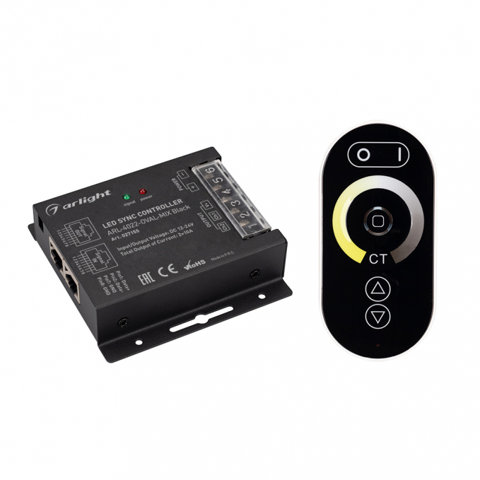 Контроллер ARL-4022-OVAL-MIX Black (12-24V, 2x10A, ПДУ, RF), Arlight, 027155, изображение 1