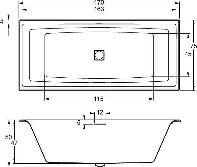 Ванна акриловая Riho Still Square 170x75 R B100003005 пристенная