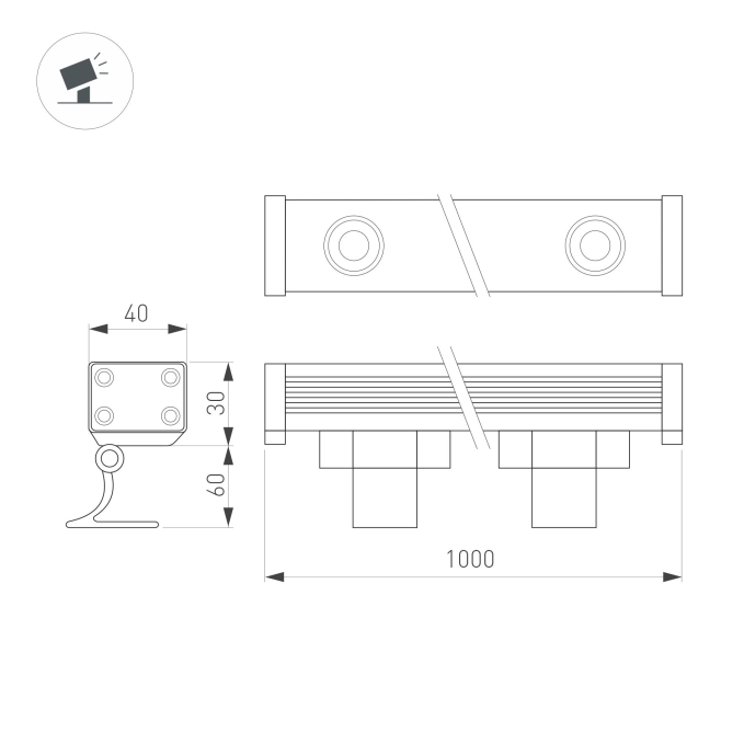 Линейный прожектор AR-LINE-1000-18W Warm3000 (GR, 30 deg, 230V), Arlight, 024300(1), изображение 3 Линейный прожектор AR-LINE-1000-18W Warm3000 (GR, 30 deg, 230V), Arlight, 024300(1), изображение 3