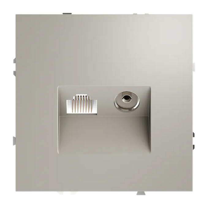 Розетка телевизионная встраиваемая VOLTUM S70 TV+RJ45 кат. 6, (кашемир), Voltum, VLS060703
