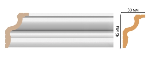 Карниз, плинтус потолочный Decomaster D148-114ДМ, 45x30x2400 мм