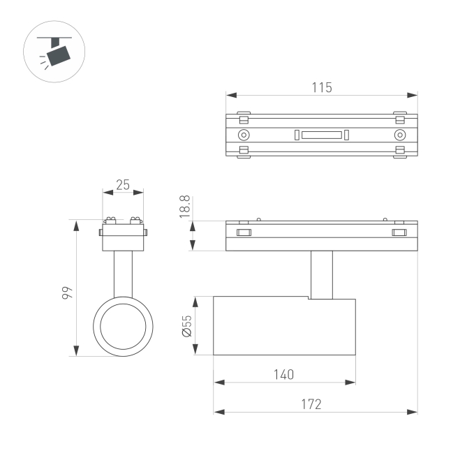 Светильник MAG-VIBE-SPOT-R55-18W Day4000 (WH, 24 deg, 48V), Arlight, 044480, изображение 3 Светильник MAG-VIBE-SPOT-R55-18W Day4000 (WH, 24 deg, 48V), Arlight, 044480, изображение 3