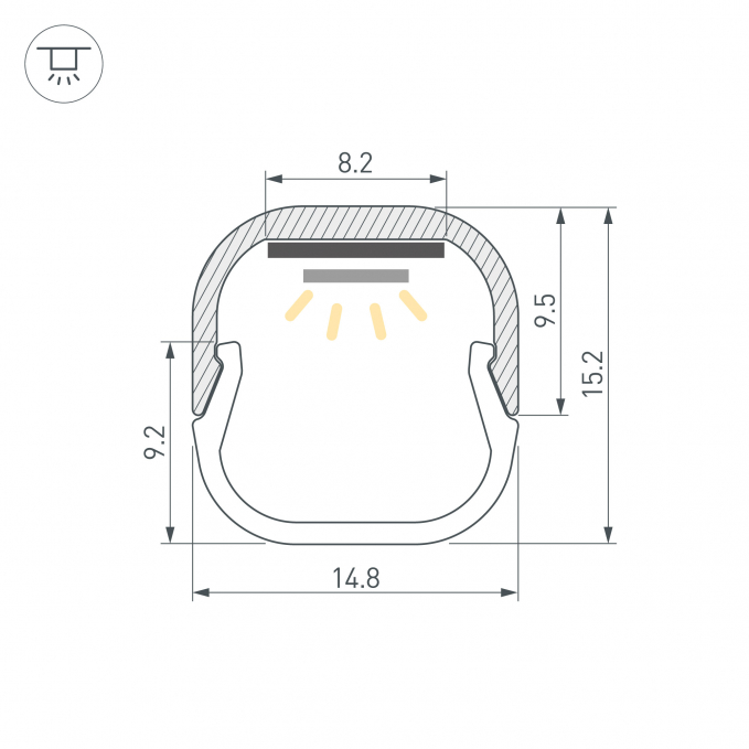 Профиль LINE-D-1515-2000 SQUARE ANOD, Arlight, 061083, изображение 4 Профиль LINE-D-1515-2000 SQUARE ANOD, Arlight, 061083, изображение 4