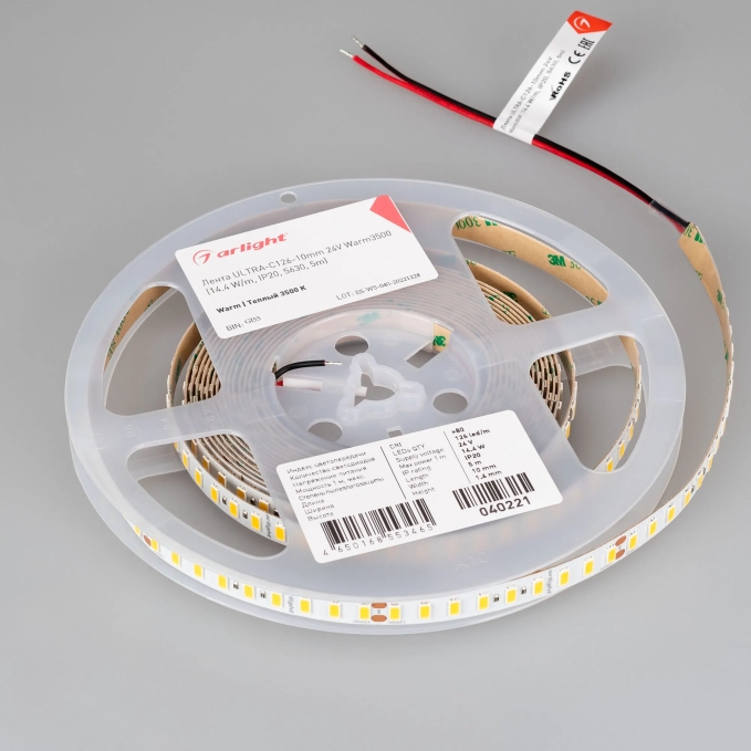 Светодиодная лента ULTRA-C126-10mm 24V Warm3500 (14.4 W/m, IP20, 5630, 5m), Arlight, 040221, изображение 4 Светодиодная лента ULTRA-C126-10mm 24V Warm3500 (14.4 W/m, IP20, 5630, 5m), Arlight, 040221, изображение 4