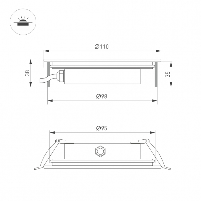Светильник ART-GROUND-SLIM-R110-6W Warm3000 (SL, 35 deg, 24V), Arlight, 038163, изображение 5 Светильник ART-GROUND-SLIM-R110-6W Warm3000 (SL, 35 deg, 24V), Arlight, 038163, изображение 5