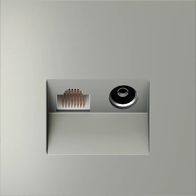 Розетка телевизионная встраиваемая VOLTUM S70 TV+RJ45 кат. 6, (сталь), Voltum, VLS060705