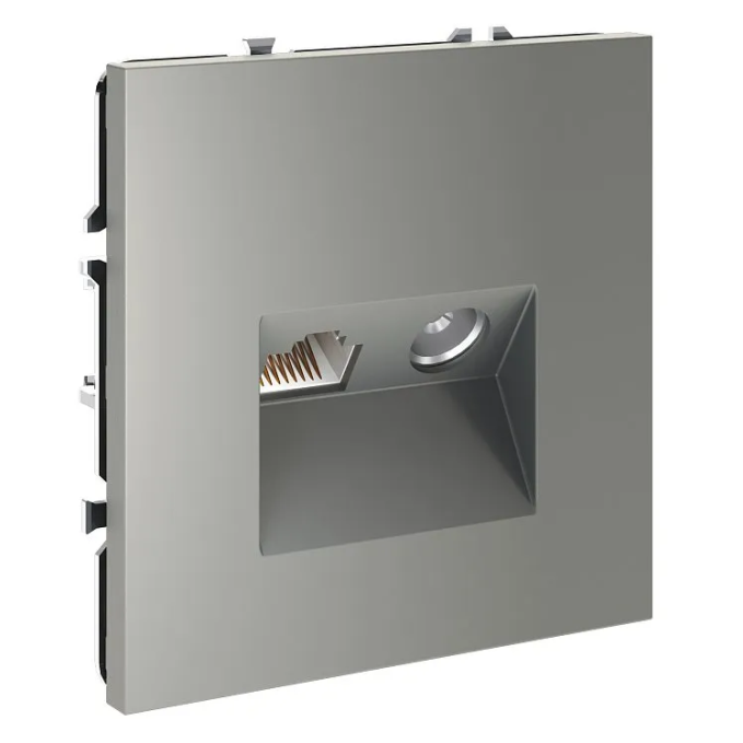 Розетка телевизионная встраиваемая VOLTUM S70 TV+RJ45 кат. 6, (сталь), Voltum, VLS060705