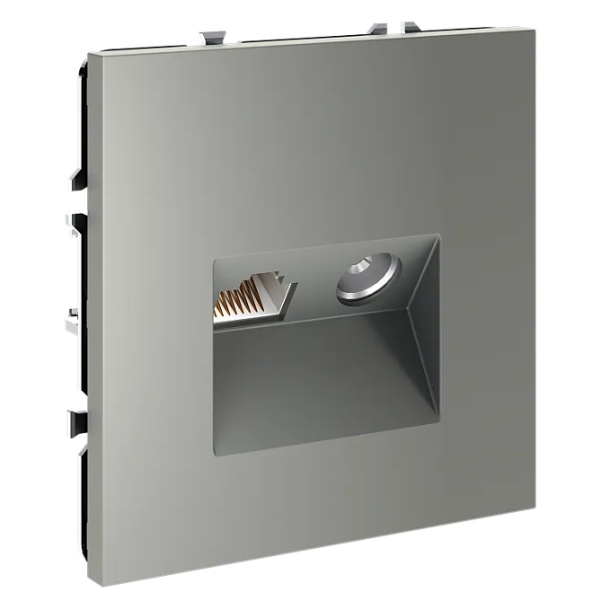 Розетка телевизионная встраиваемая VOLTUM S70 TV+RJ45 кат. 6, (сталь), Voltum, VLS060705