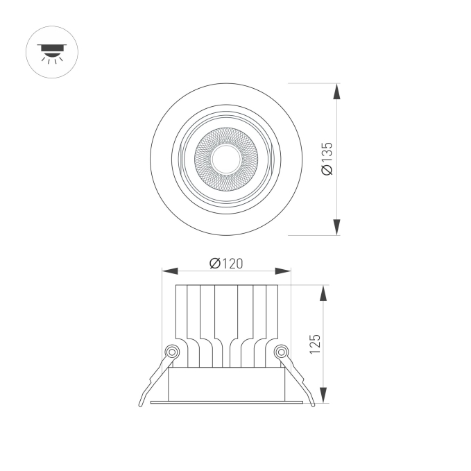 Светильник MS-VORTEX-BUILT-R135-30W Day4000 (WH-WH, 30 deg, 230V), Arlight, 057756, изображение 4 Светильник MS-VORTEX-BUILT-R135-30W Day4000 (WH-WH, 30 deg, 230V), Arlight, 057756, изображение 4