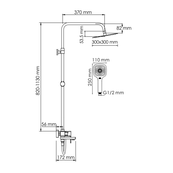 Душевая система WasserKRAFT  A177.118.065.087.CH