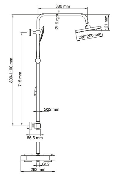 Душевая система WasserKRAFT A15502 Душевая система WasserKRAFT A15502