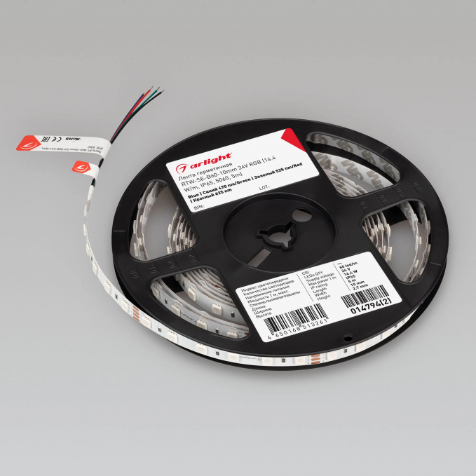 Светодиодная лента герметичная RTW-SE-B60-10mm 24V RGB (14.4 W/m, IP65, 5060, 5m), Arlight, 014794(2), изображение 2 Светодиодная лента герметичная RTW-SE-B60-10mm 24V RGB (14.4 W/m, IP65, 5060, 5m), Arlight, 014794(2), изображение 2