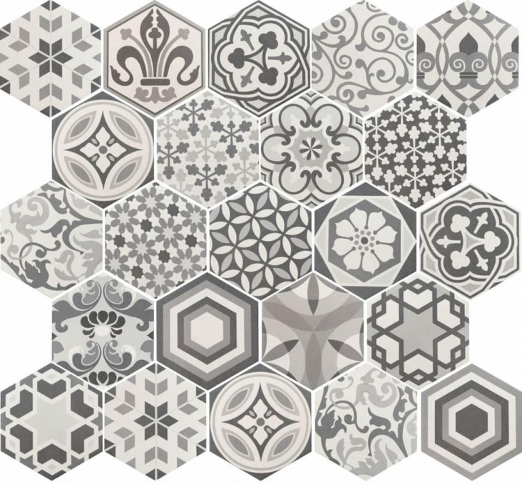 Керамогранит Equipe Hexatile Harmony BW 17.5x20, 21357 Керамогранит Equipe Hexatile Harmony BW 17.5x20, 21357