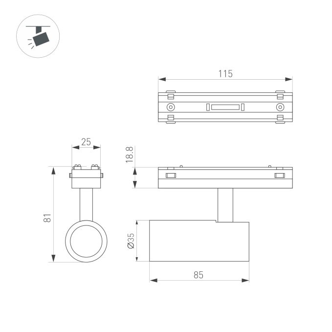 Светильник MAG-VIBE-SPOT-R35-8W Day4000 (BK, 24 deg, 48V), Arlight, 044461, изображение 2 Светильник MAG-VIBE-SPOT-R35-8W Day4000 (BK, 24 deg, 48V), Arlight, 044461, изображение 2