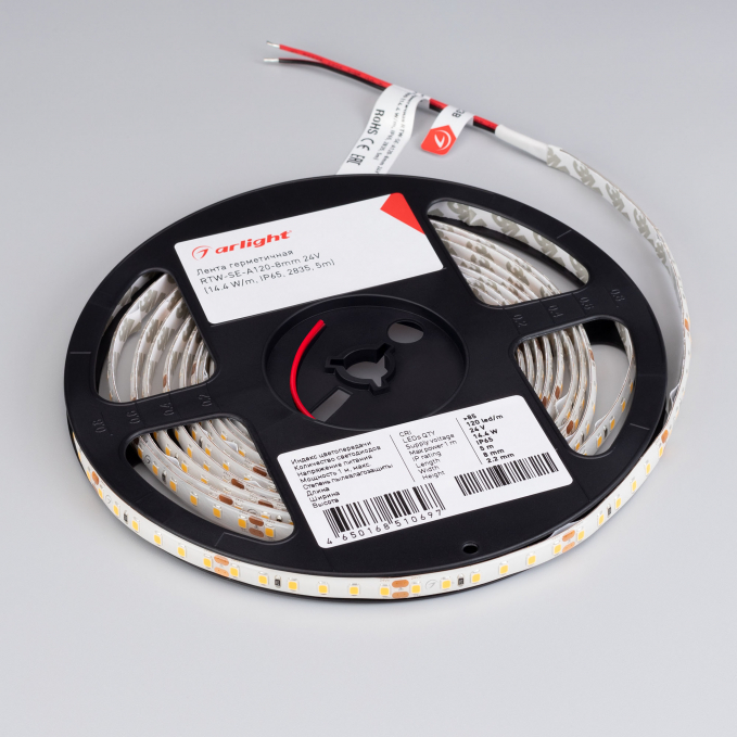 Светодиодная лента герметичная RTW-SE-A120-8mm 24V Warm3000 (14.4 W/m, IP65, 2835, 5m), Arlight, 020532(3), изображение 2 Светодиодная лента герметичная RTW-SE-A120-8mm 24V Warm3000 (14.4 W/m, IP65, 2835, 5m), Arlight, 020532(3), изображение 2