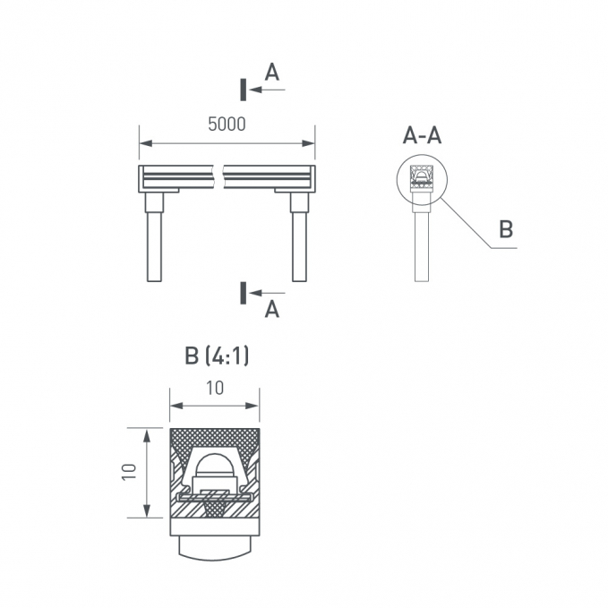Грейзер THOR-TOP-B70-10x10mm 24V Warm3000 (15 W/m, IP67, 5m, wire x2), Arlight, 045318, изображение 5 Грейзер THOR-TOP-B70-10x10mm 24V Warm3000 (15 W/m, IP67, 5m, wire x2), Arlight, 045318, изображение 5