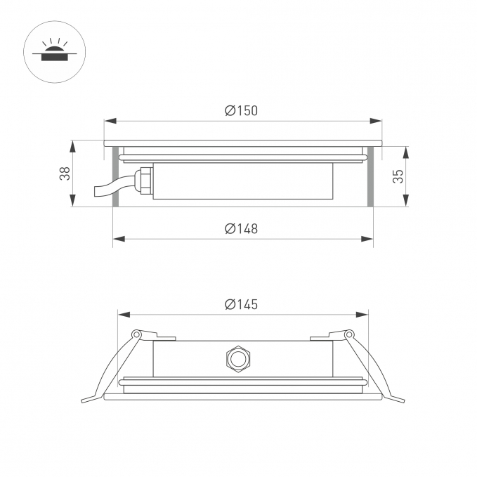 Светильник ART-GROUND-SLIM-R160-15W Warm3000 (SL, 30 deg, 24V), Arlight, 038167, изображение 5 Светильник ART-GROUND-SLIM-R160-15W Warm3000 (SL, 30 deg, 24V), Arlight, 038167, изображение 5