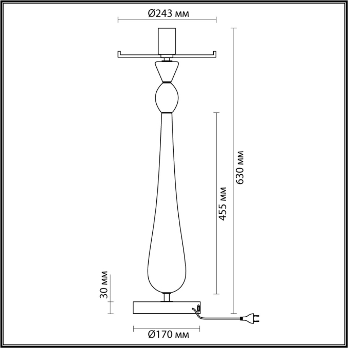 База для высокой лампы E27 1*60W TOWER STANDING ODL_EX22 157 ODEON LIGHT 4889/1T, схема товара База для высокой лампы E27 1*60W TOWER STANDING ODL_EX22 157 ODEON LIGHT 4889/1T, схема товара