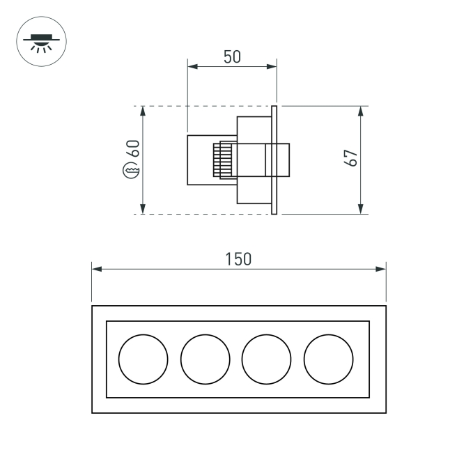 Светильник MS-ORIENT-BUILT-TURN-TC-S67x150-10W Day4000 (WH-BK, 30 deg, 230V), Arlight, 032229, изображение 3 Светильник MS-ORIENT-BUILT-TURN-TC-S67x150-10W Day4000 (WH-BK, 30 deg, 230V), Arlight, 032229, изображение 3