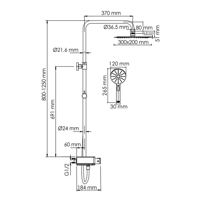 Душевая система WasserKRAFT A113.069.127.CH T Душевая система WasserKRAFT A113.069.127.CH T