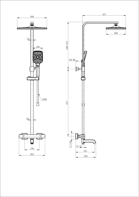 Душевая стойка со смесителем Wonzon & Woghand Stay 3 WW-B3026-T1-MW белая матовая с термостатом Душевая стойка со смесителем Wonzon & Woghand Stay 3 WW-B3026-T1-MW белая матовая с термостатом