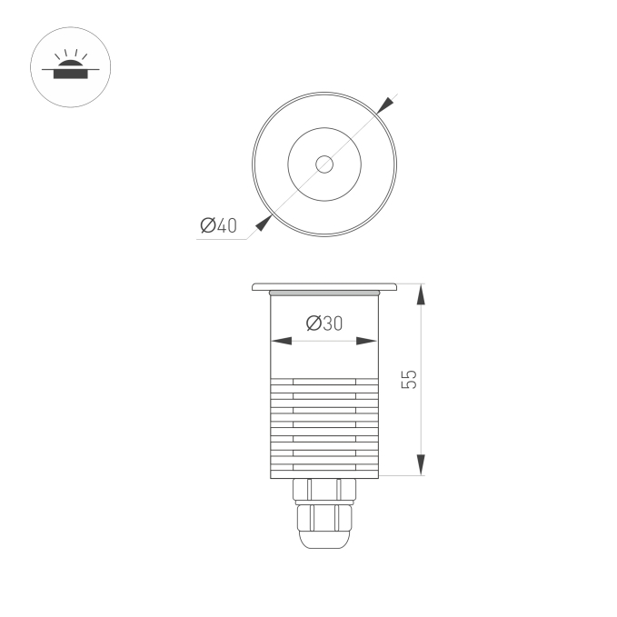Светильник ART-GROUND-R40-3W Warm3000 (SL, 36 deg, 24V), Arlight, 048820, изображение 2 Светильник ART-GROUND-R40-3W Warm3000 (SL, 36 deg, 24V), Arlight, 048820, изображение 2