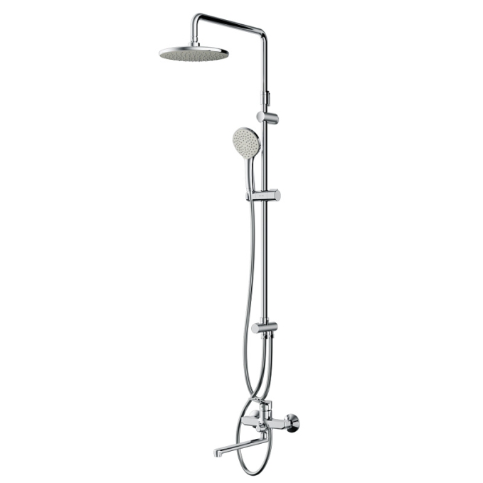 Душевая система AM.PM X-Joy F40885A94 стойка с тропическим душем, хром + смеситель для ванны с длинным изливом, хром