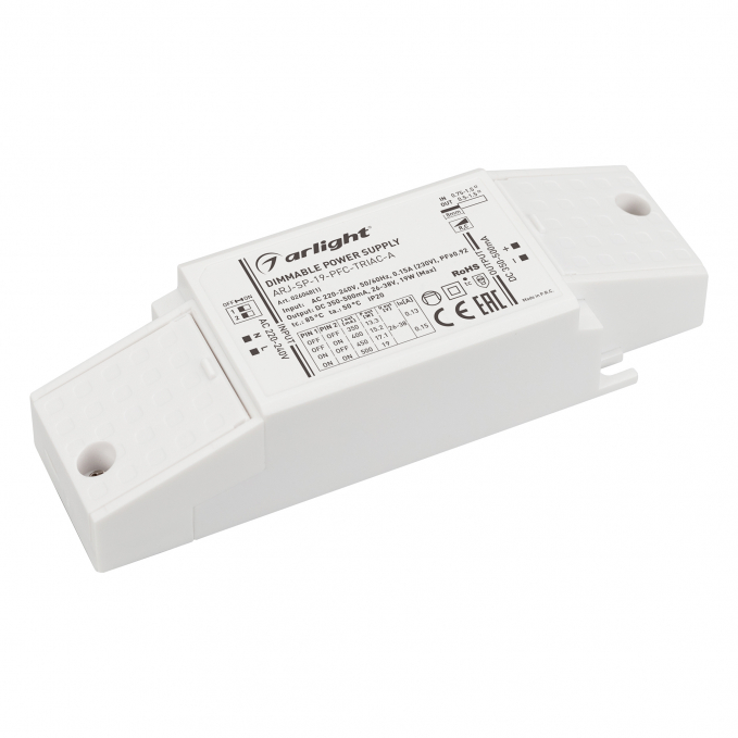 Блок питания ARJ-SP-19-PFC-TRIAC-INS (19W, 26-38V, 0.35-0.5A), Arlight, 026048(1), изображение 1 Блок питания ARJ-SP-19-PFC-TRIAC-INS (19W, 26-38V, 0.35-0.5A), Arlight, 026048(1), изображение 1