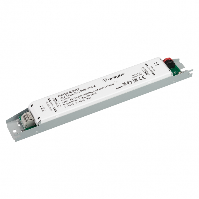 Блок питания ARV-SP24030-LONG-PFC-A (24V, 1.25A, 30W), Arlight, 031104, изображение 1 Блок питания ARV-SP24030-LONG-PFC-A (24V, 1.25A, 30W), Arlight, 031104, изображение 1