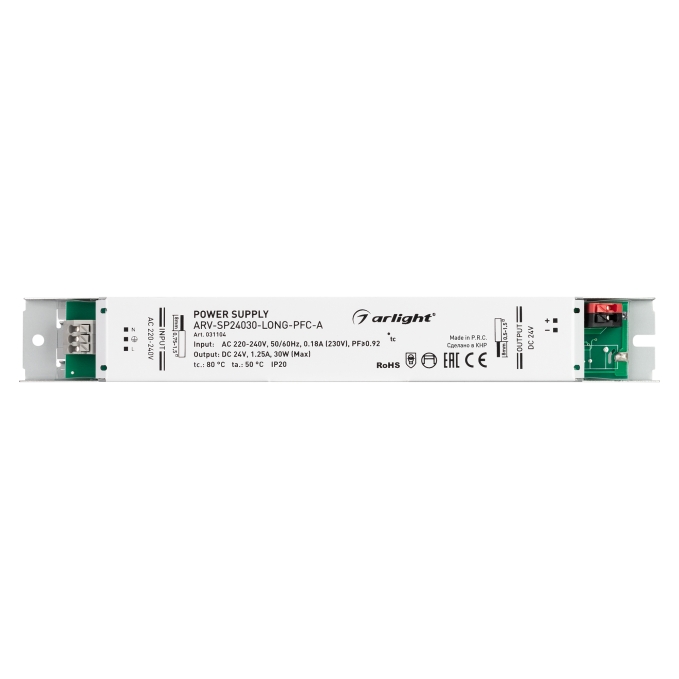 Блок питания ARV-SP24030-LONG-PFC-A (24V, 1.25A, 30W), Arlight, 031104, изображение 3 Блок питания ARV-SP24030-LONG-PFC-A (24V, 1.25A, 30W), Arlight, 031104, изображение 3