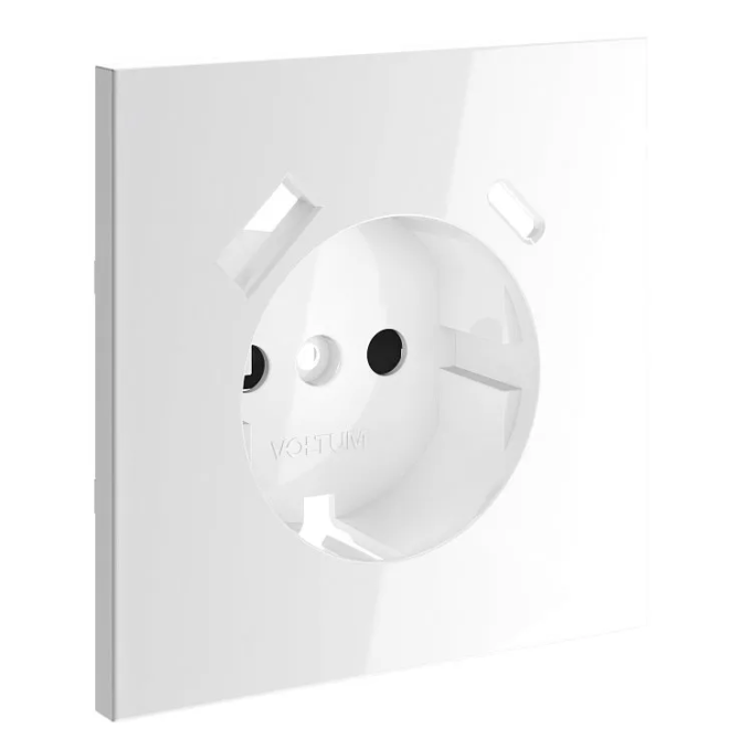 Накладка для розетки с заземлением и защитными шторками, с USB A+C, S70 (белый глянцевый), Voltum, VLS001001 Накладка для розетки с заземлением и защитными шторками, с USB A+C, S70 (белый глянцевый), Voltum, VLS001001