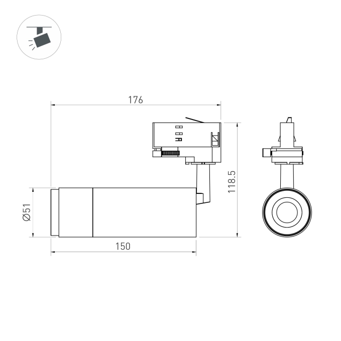 Светильник LGD-GESTIA-TRACK-4TR-R51-10W Warm3000 (BK-NI, 25-50 deg, 230V), Arlight, 059385, изображение 2 Светильник LGD-GESTIA-TRACK-4TR-R51-10W Warm3000 (BK-NI, 25-50 deg, 230V), Arlight, 059385, изображение 2