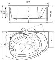 Ванна акриловая Radomir Монти 150x105 L 2-01-0-1-1-213 угловая c каркасом Ванна акриловая Radomir Монти 150x105 L 2-01-0-1-1-213 угловая c каркасом